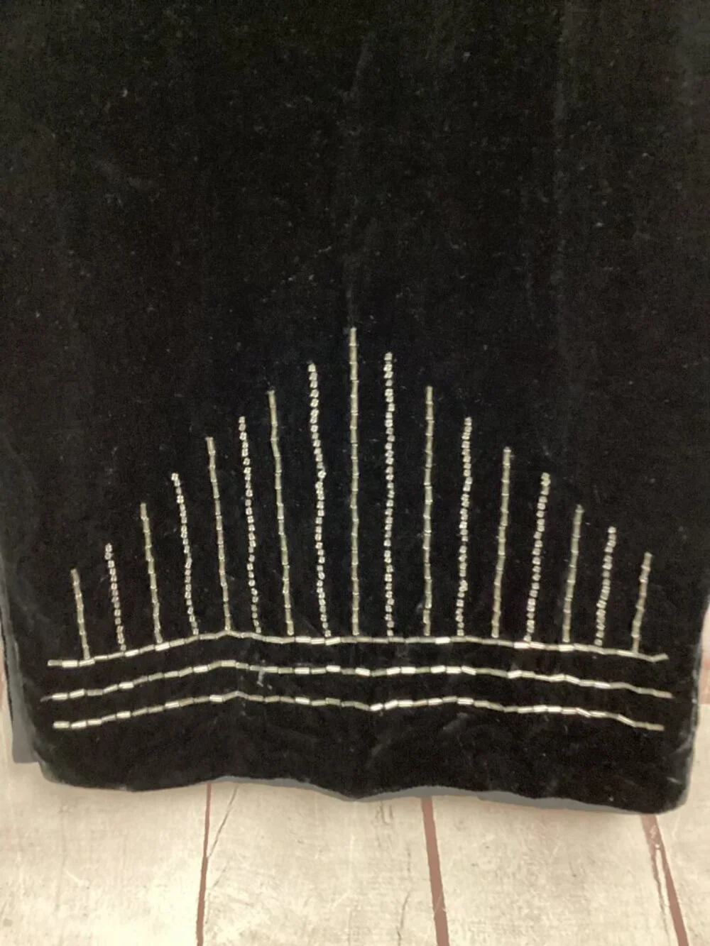Sonia Rykiel Silk Velvet and Beaded Scarf Shawl Wrap Black